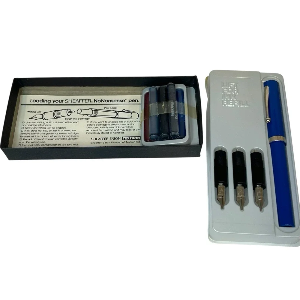 Vintage Sheaffer‎ Calligraphy Pen Set 3 Nibs 7 Colors With Instructions Unused